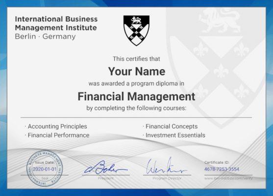 Financial Management program certificate