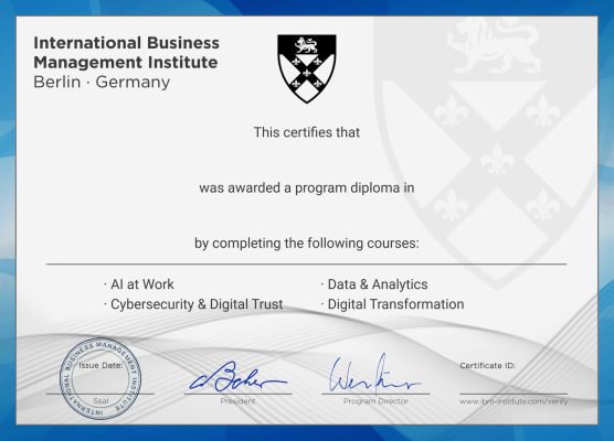 Digital Management program certificate