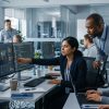 Security team reviewing a monitoring dashboard together